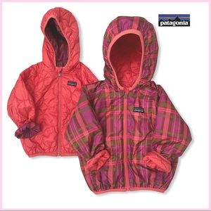 PATAGONIA Reversible Pink & Purple Plaid Insulated Puffer Jacket Coat Girls 2T